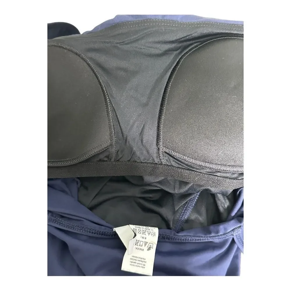 Calvin Klein  Shirred Neck One-Piece Swimsuit Navy Slimming  Size 12
